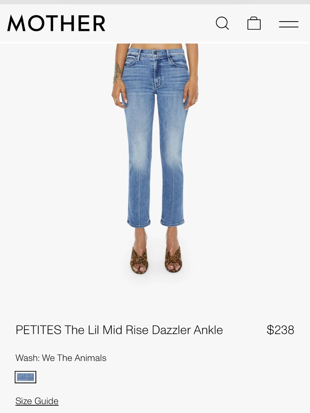 MOTHER PETITES The Lil Mid Rise Dazzler Ankle Jeans - see pics for wash
